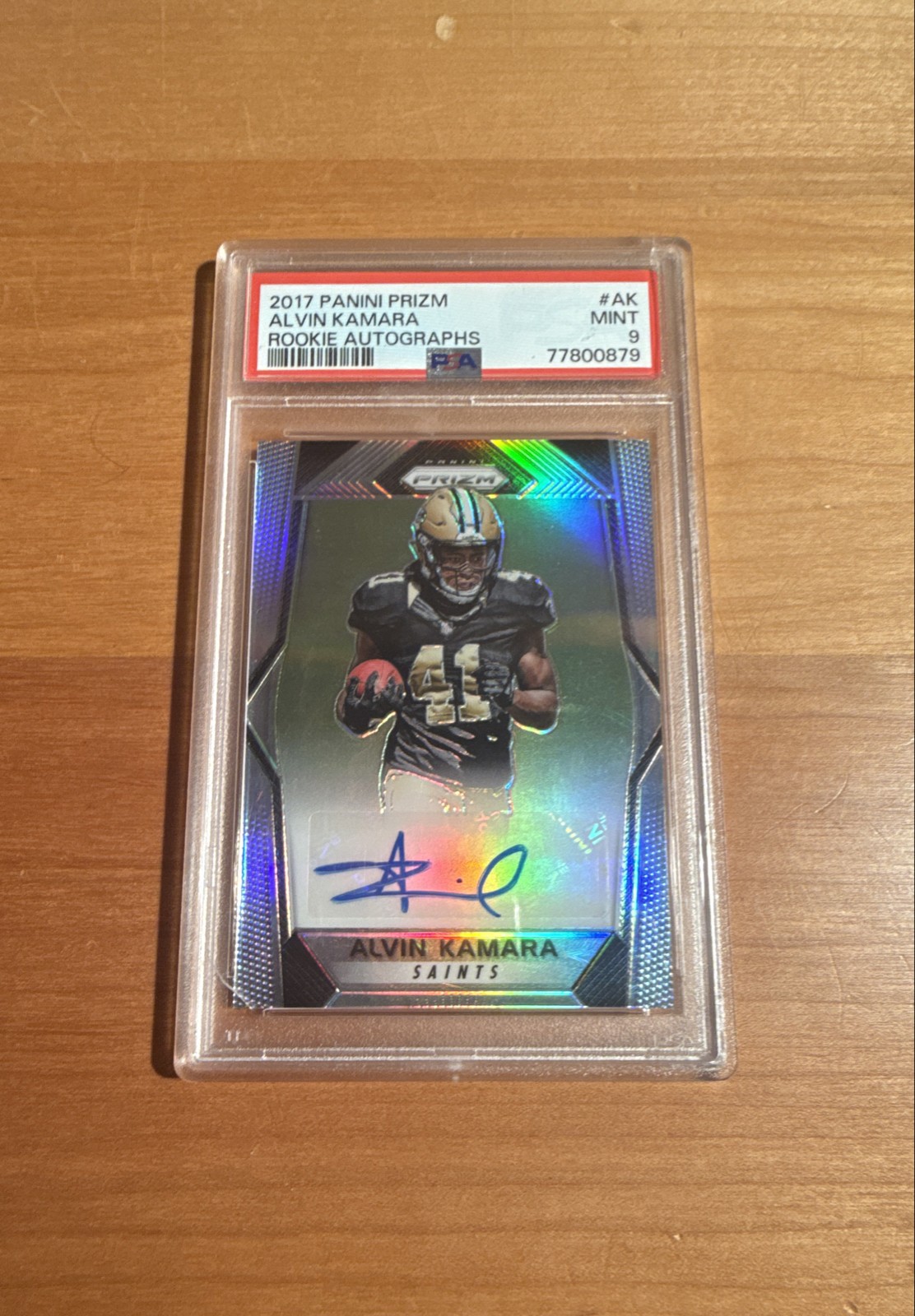 2017 Panini Prizm Alvin Kamara Rookie Autographs Silver Prizm PSA 9 Saints