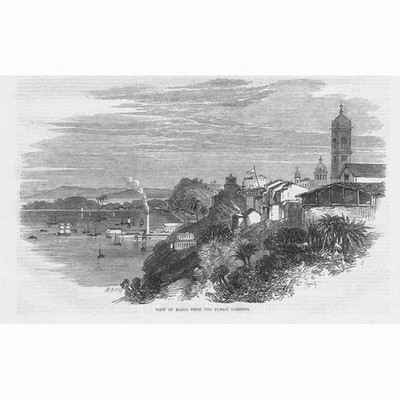 BRASILIEN Blick auf Bahia aus den öffentlichen Gärten - antiker Druck 1864