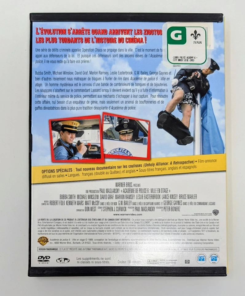 Police Academy 6: City Under Siege DVD (1989) - Region 1 - FR/EN - VG+ (Tested) - Image 3 of 4