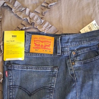 Levi's Premium Men's Slim Fit Dark Wash Blue Stretch Denim Jeans 5-Pocket