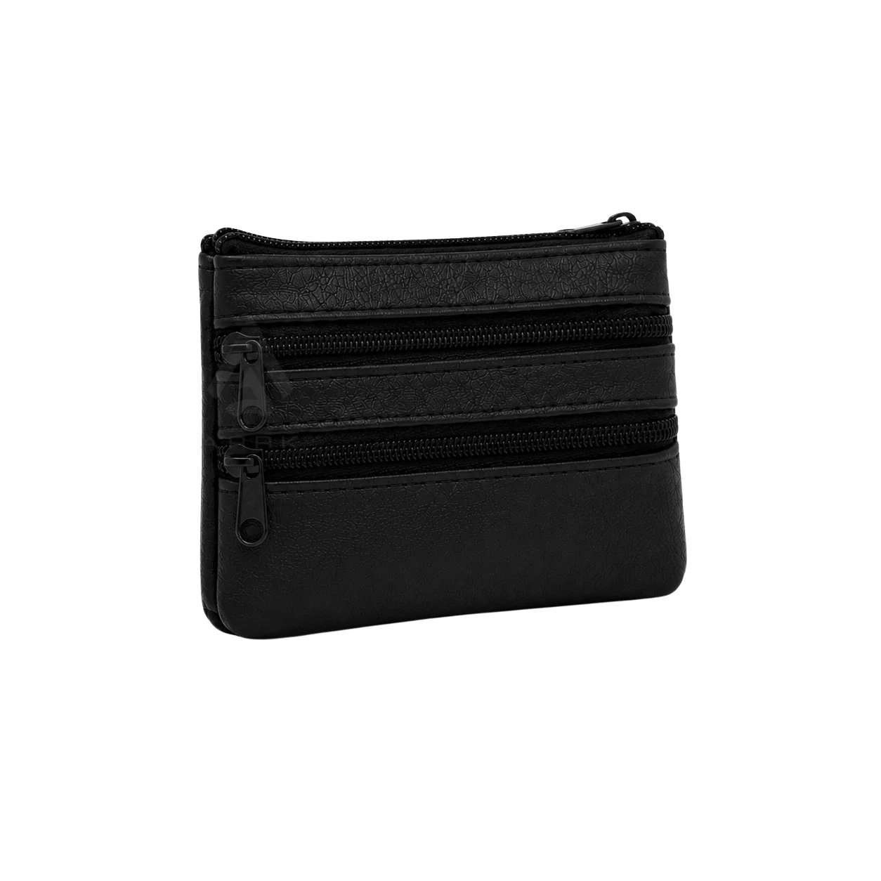 Black nappa leather multi-zip pouch wallet image 1