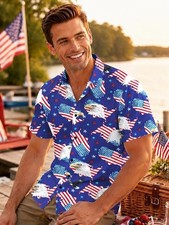 Flag Button-Up Casual Button-Down Shirts for Men for sale | eBay