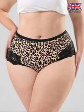 Plus Size Leopard Print High Waisted Lace Knickers