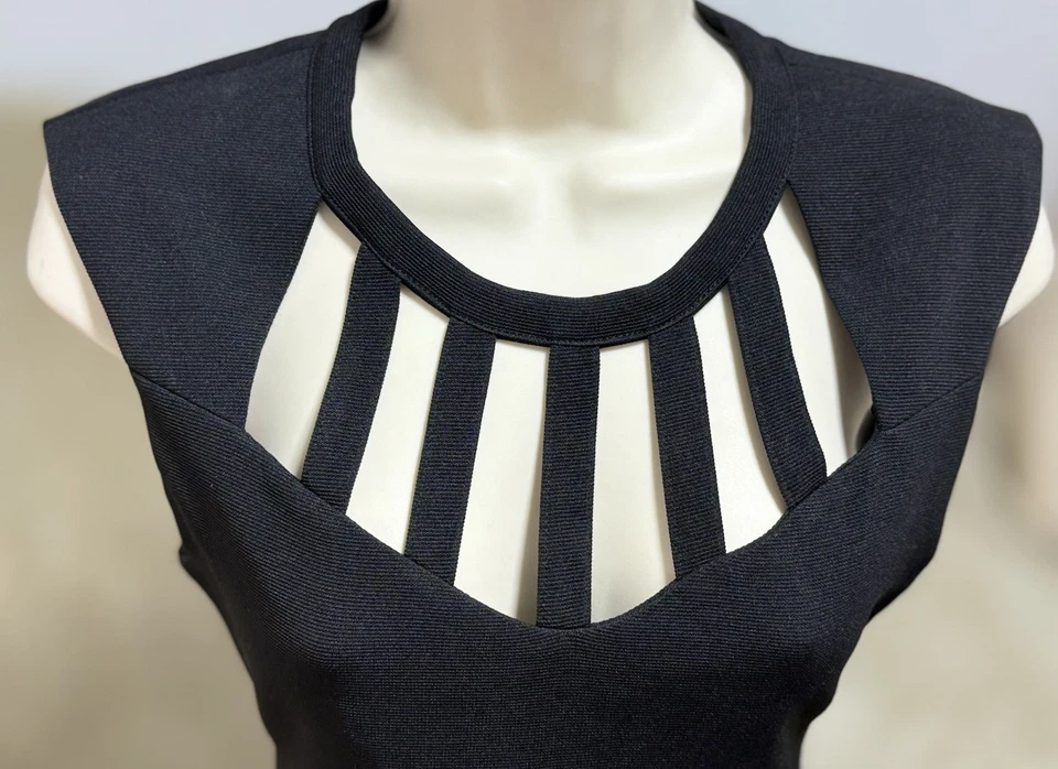 Vestido Kardashian Pequeño Negro Sexy Clubbing Para Mujer Talla XS Vaina Escote Recortado Foto 3 de 4