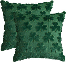 St Patricks Day Gold Border Shamrock Throw Pillow Covers Set of 2, 18 X 18 Inch