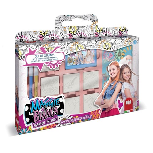 Multiprint Set Timbri Bambi - 2 Timbri In Legno, Tampone Blu Lavabile, 8 Pennarelli Giotto Turbo Color - Gioco Creativo Per Bambini