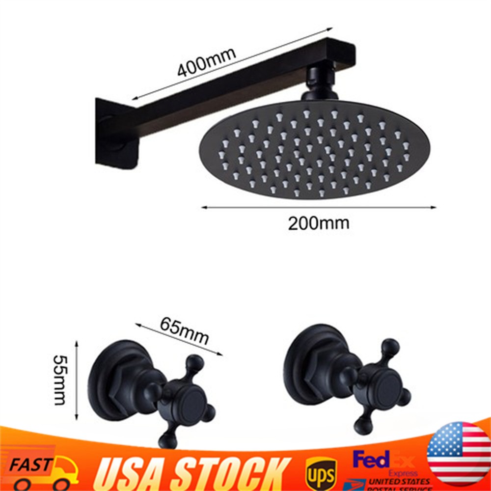 Shower Faucet Set Wall Mount 2-Handle Mixer Valve Tap Cold and Hot Round Head
