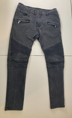 Pierre Balmain Men's Grey Denim Cotton Slim Biker Jeans Size 34 - Italy