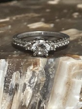 Cubic Zirconia  Sterling Silver Engagement Ring Size 6