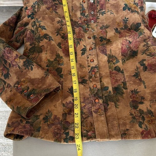 VS2 VTG Genuine Suede Floral Jacket Women’s Size M Mandarin Collar Boho Western - Picture 13 of 15
