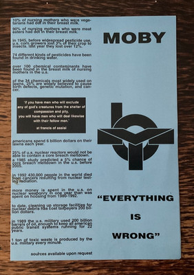 Moby. Everything Is Wrong. Folded Promo Leaflet. Music Memorabilia 1990s