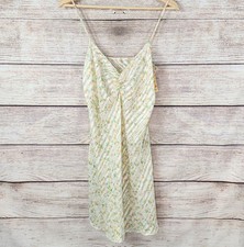 California Dynasty Satin Cami Sleepwear VTG Nightgown Womens Small Floral Cream