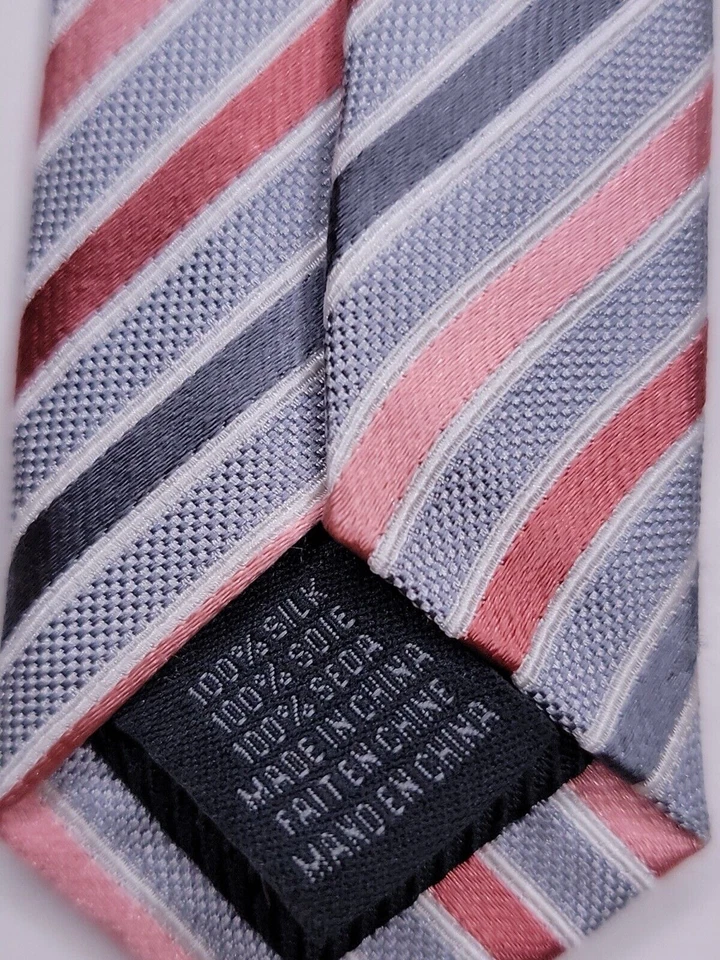 Gravata formal masculina Geoffrey Beene 59"Lx3"W cinza/rosa - Imagem 4 de 4