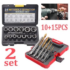 2SET Screw Extractor & Drill Bit Set Easy Out Broken Bolt Studs Remover Tool 25X
