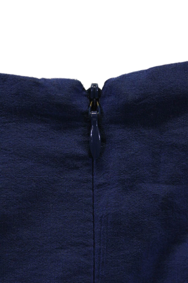 Mini Vestido Robert Rodriguez Etiqueta Negra Mujer Cuello Cuadrado Volantes Azul Talla 8 Foto 4 de 4