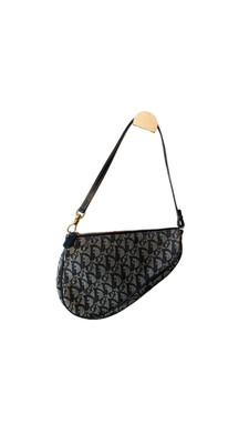 Dior Diorissima Trotter Blue Navy Logomania Monogram Saddle Bag Jaquard Oblique