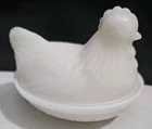 Vintage 1940’s Hazel Atlas Nesting Chicken Milk Glass Butter Dish Ring of Fire