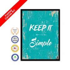 Keep It Simple Framed Canvas White Decorative Office Wall Art Gift Picture Print