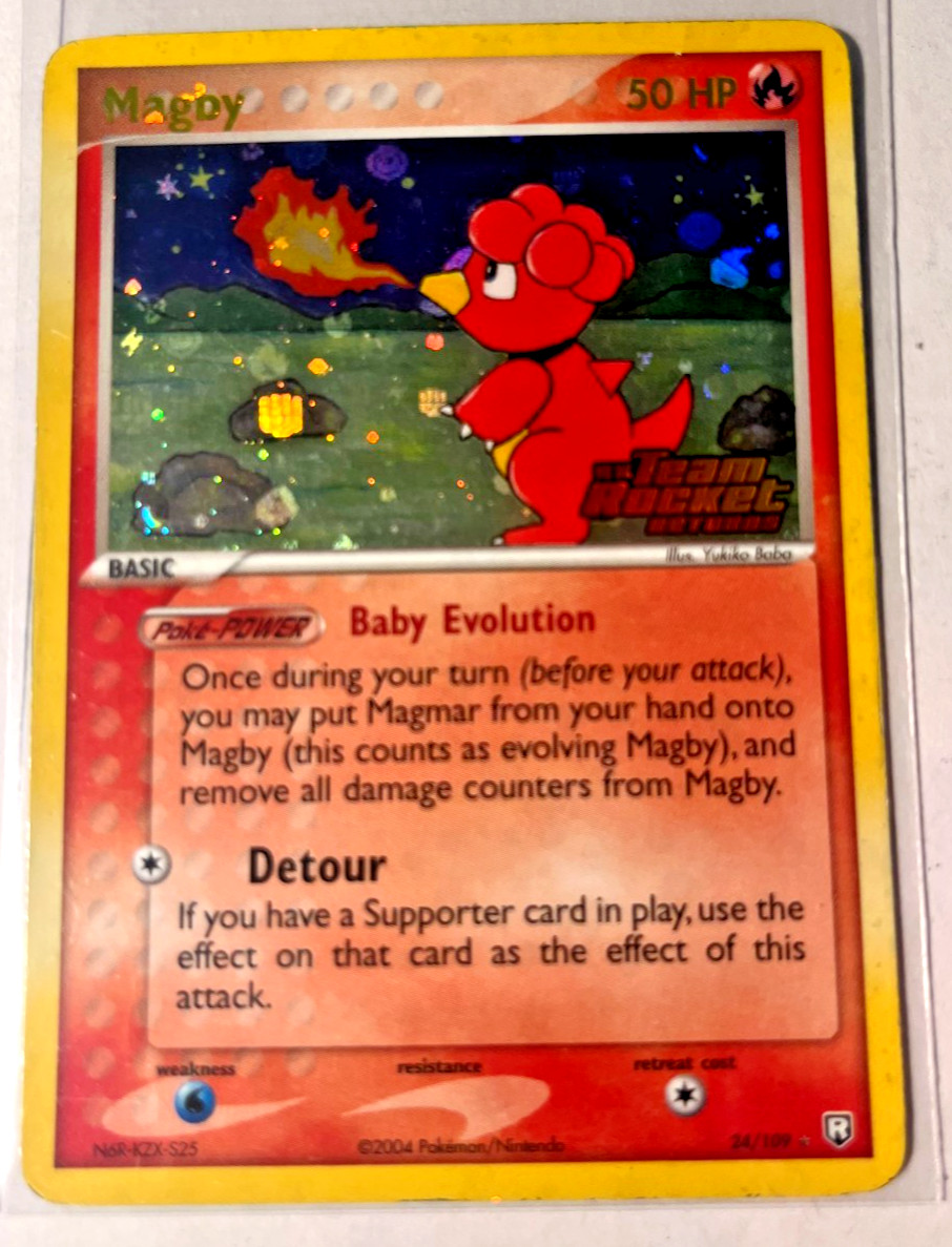 POKEMON TEAM ROCKET RETURNS MAGBY 24/109 REVERSE HOLO RARE CARD LIGHT PLAY