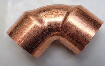 17 x KUPFERENDZUFÜHRUNG. GLEICHE 90° KRÜMMER 22 MM BRANDNEU