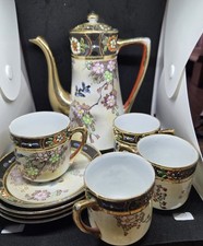 Vintage Japanese hand-painted Mikori Birds Eggshell porcelain Coffee/Tea Set