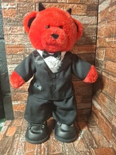 Build A Bear Red Devil Halloween Plush 16" Teddy Bear Tuxedo And Boots EXCELLENT