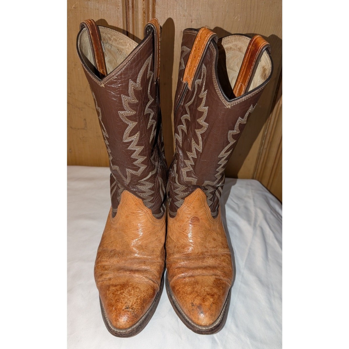 Vintage Bona Allen Cowboy Boots Ostrich Leather Western Size  display picture 3
