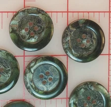 10 LG Fine Italian 4 Hole Vintage Buttons Multi Pearlized Greens High Quality 1"