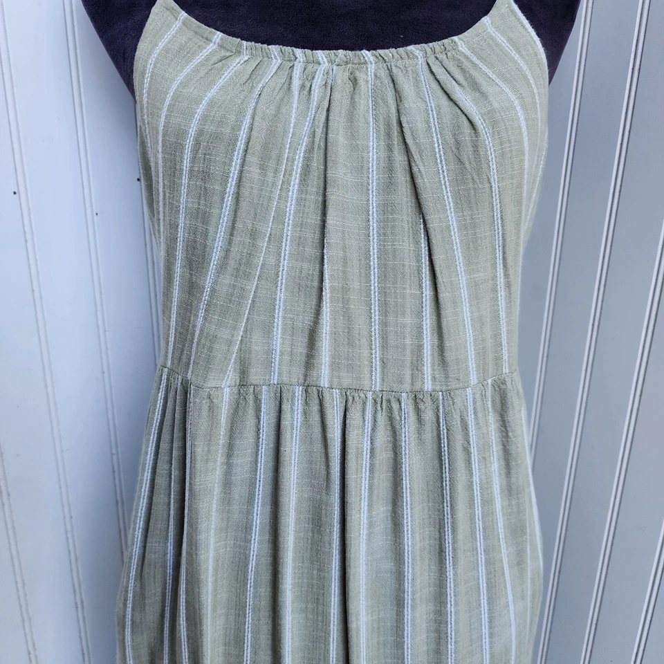 Robbie Bee Green White Stripe Strap Rayon Maxi Dress Tank Sz PM - Image 3 of 4