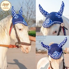 Horse Fly Bonnet Ear Net Veil Mask Hood Hand Made Cotton Crochet Full Size New
