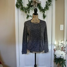 Two by Vince Camuto Women's S Dark Grey Marled Asymmetric Zip Sweater