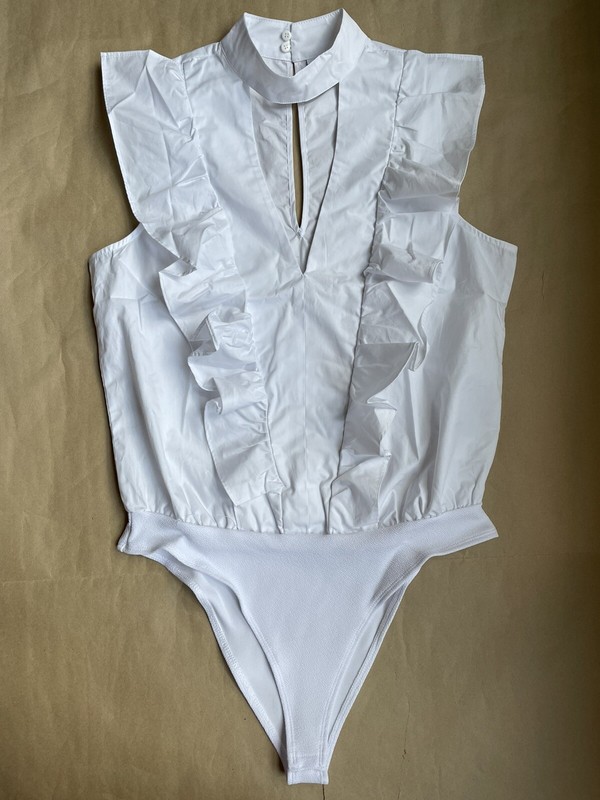 K/LAB White Cotton BODYSUIT Size: MEDIUM New SHIP FREE