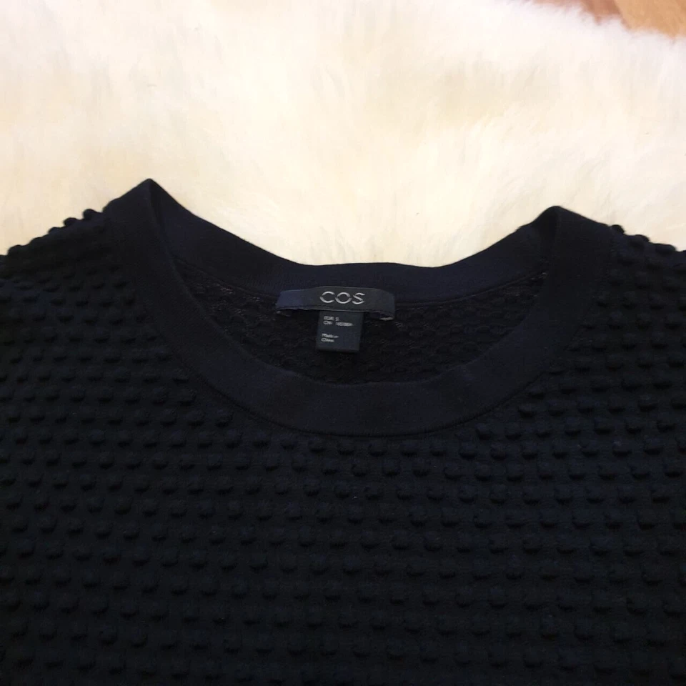 COS Womens   Black Jumper S Bobble textured Long Sleeve Round Neck Sweater tunic - Image 4 of 4