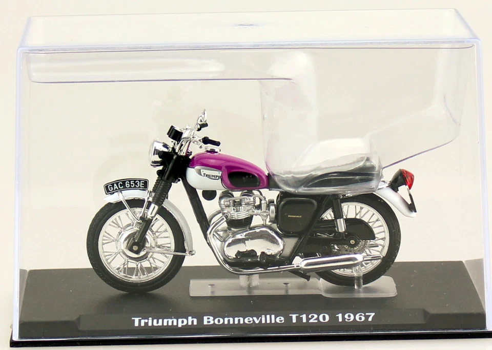 Triumph T120 Bonneville 1967 pink 1:24 Motorrad- Modell - Bild 3 von 3