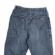 Vtg 80s CHIC H.I.S. High Rise STRIPED Blue Mom Jeans Womens Sz 4-6 Inseam 30