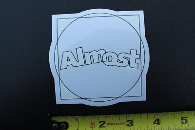 Almost Skateboards Clear White Circle Square Mullen Z59B Skateboarding STICKER