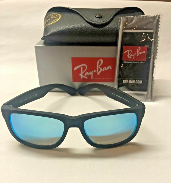 Ray Ban Justin Classic Rb4165 622 55 54mm Matte Black Blue Mirror For Sale Online Ebay
