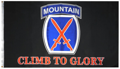 3X5 10th Mountain Division Climb To Glory Black 3'x5' 100D Polyester Flag F1391
