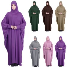Muslim Women Prayer Dress Robe Islamic Hijab Abaya Khimar Abayas Kaftan Overhead