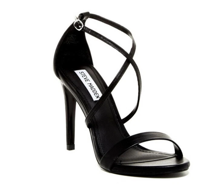 Steve Madden Floriaa Black Strappy Stiletto Heels Open Toe Pumps Size 10 Sandal