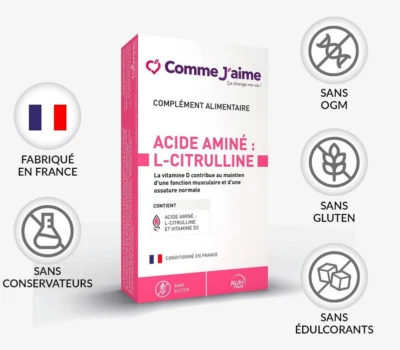 COMME J'AIME Acide Aminé L-Citrulline 15 Sticks Complé Alim 12/2024 Os Muscles