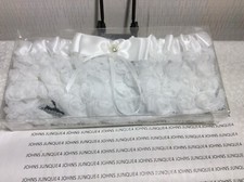 WEDDING WHITE GARTER New in plastic casing WHITE ribbon  white ruffle flowers