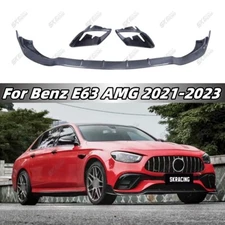For Benz E63 AMG 2021-2023 Real Carbon Fiber Front Bumper Lip Splitter Side Vent