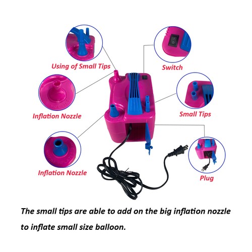 Electric Balloon Inflator Air Pump 600W Blower Balloon Arch W/ 50 Pcs Balloons - Picture 2 of 12