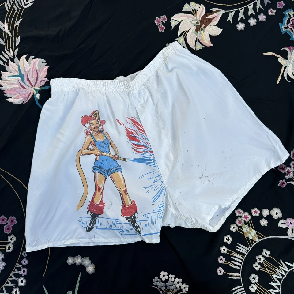 Pantalones cortos boxer pin up pin up pin up vintage años 50 rayón bombera novedad Foto 2 de 4