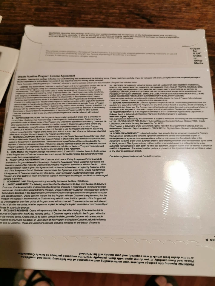ORACLE Forms Runtime Software For Windows Version 4.0,  1993 SEALED - Image 4 of 4