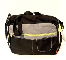 Fisher Price Spacious 16x12x7  Fastfinder Deluxe Diaper Bag Black And Lime Green