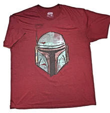 Star Wars Mens 2XL Red Mad Engine Licensed Boba Fett Tee Mandalorian T-shirt