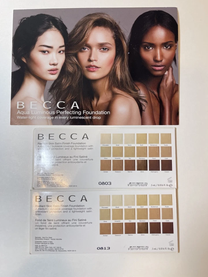 Becca Radiant Skin Satin Finish Foundation Medium + Aqua Luminous Samples New - Image 3 of 3