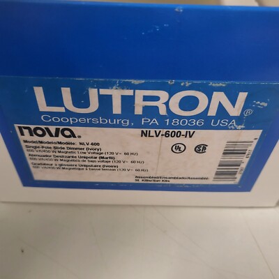 LUTRON NLV-600-IV NOVA 450W MAGNETIC LOW VOLTAGE SINGLE POLE SLIDE DIMMER, IVORY
